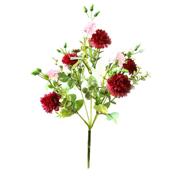 HORIALENCE 1Pack Pink Red Simulated Flower Bouquet Artificial Flowers Green Leaves for Office