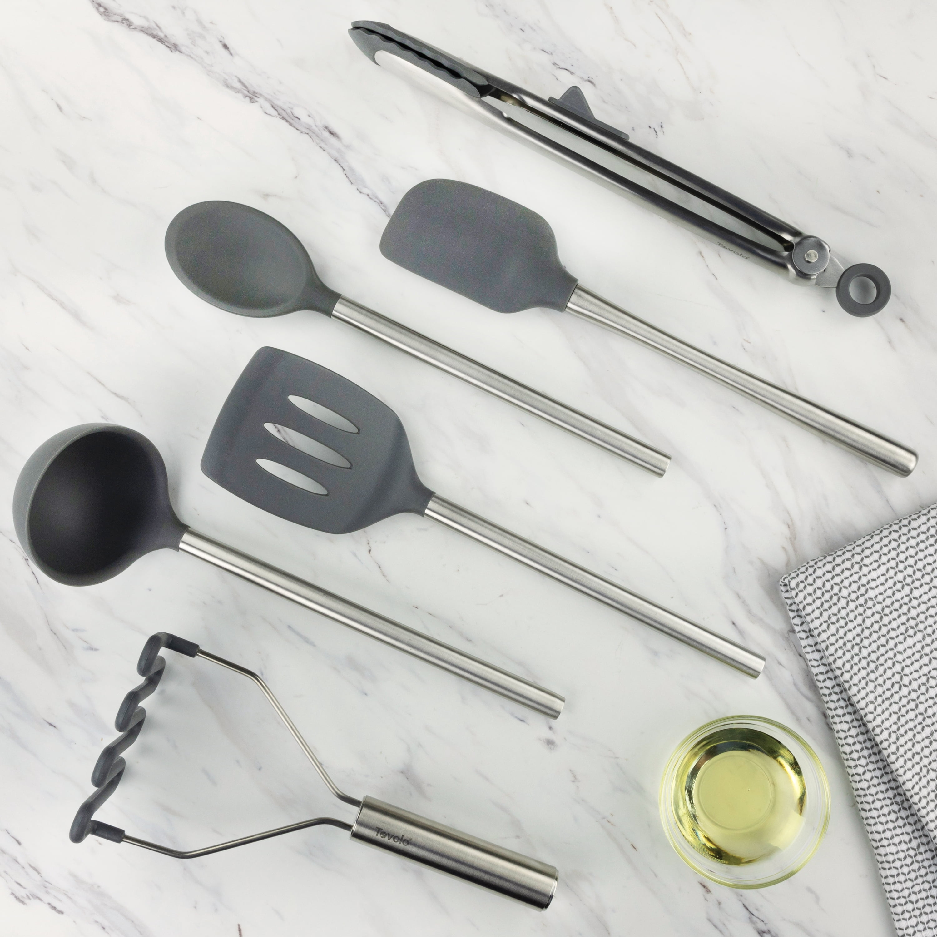 Tovolo Flex-Core Stainless Steel Silicone Utensil Set (Set of 6) - Charcoal
