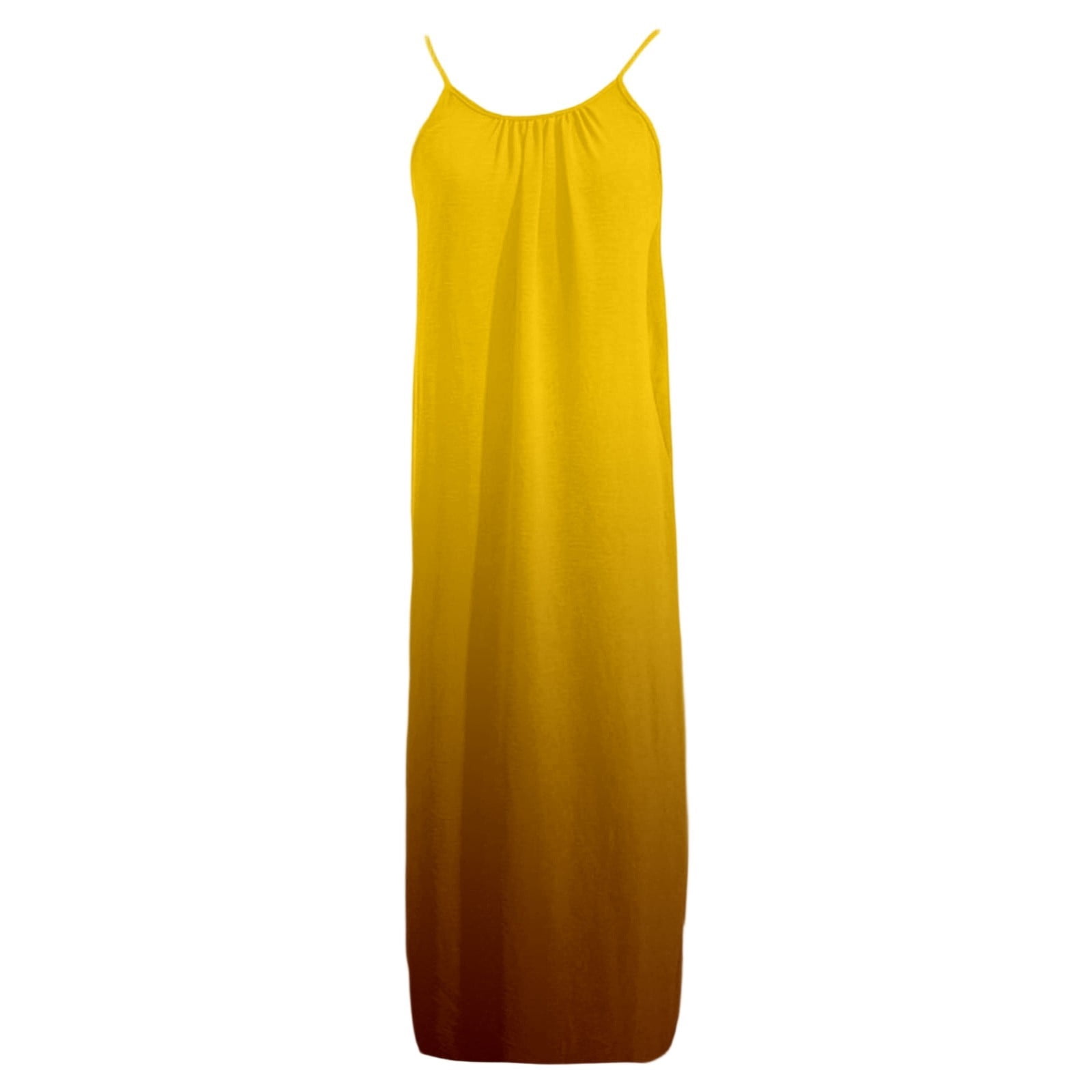 XIAOCHA Women's Ombre Maxi Dress Spaghetti Strap Low Back Loose Fit Dress Bohemian Beach Vacation Cover Up Dress