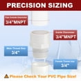 thumbnail image 3 of 6 Pcs PVC Male Adapter, SCH40 3/4" Slip Socket x 3/4" MNPT Thread Pipe Fitting Adapter Connector, Furniture Grade Coupling Fittings for Plumbing & Household Water Line Vent System, 3 of 7