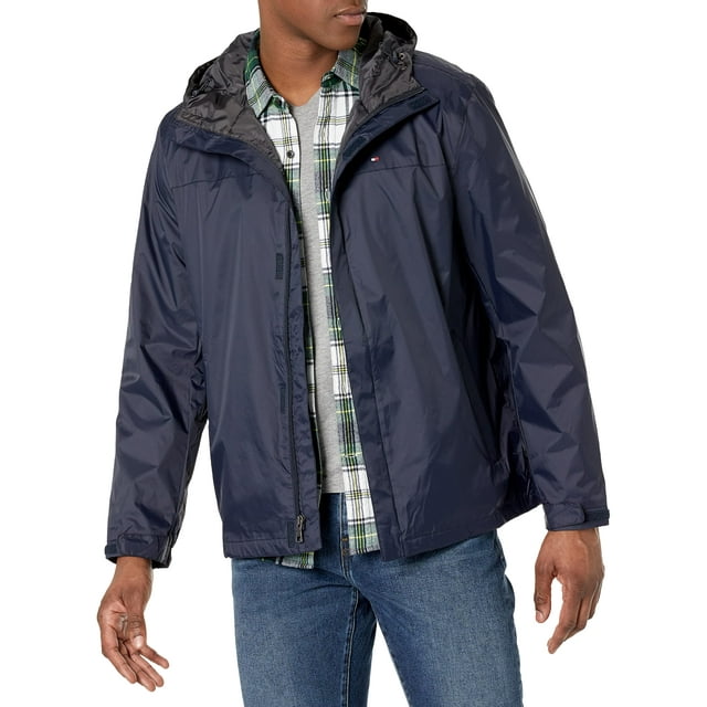 Chaqueta Tommy Hilfiger, ligera, impermeable, con capucha, azul marino