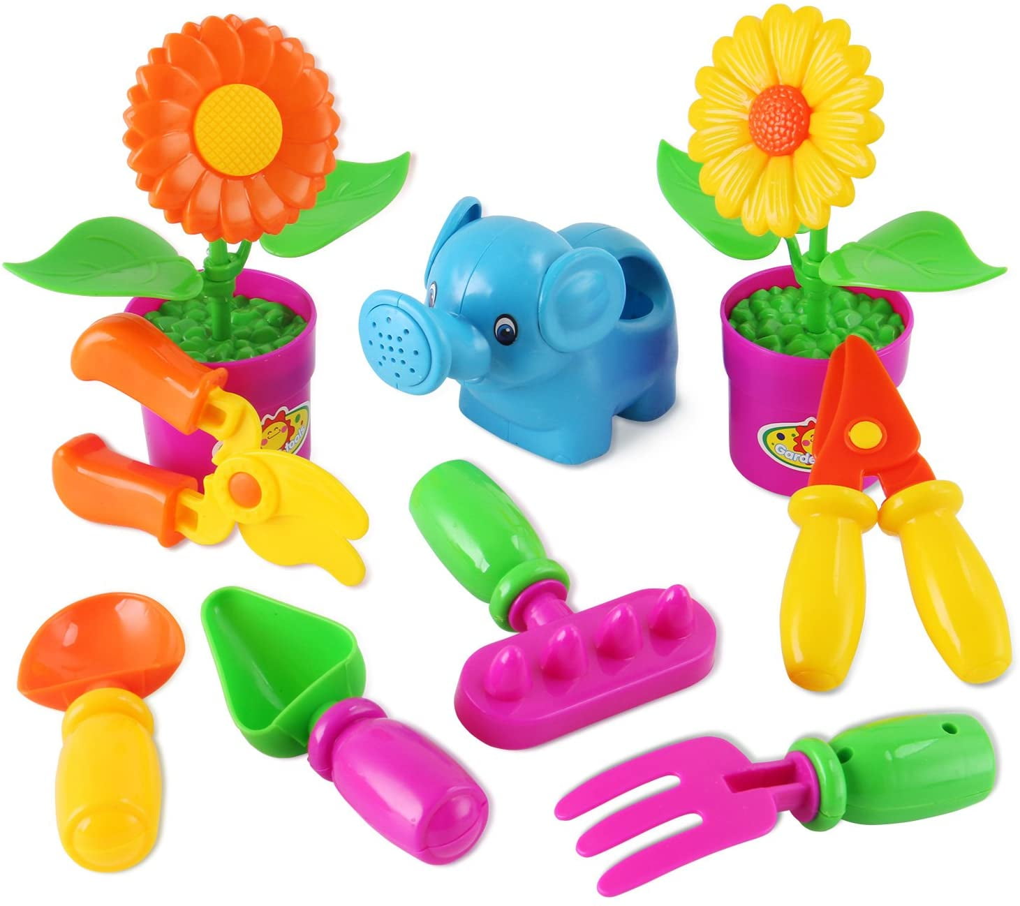 Little Garden Tool 9 Pieces of Gardening Pretend Play Toy Set for Kids 