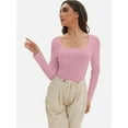 thumbnail image 5 of Womens Long Sleeve Scoop Neck Ribbed Knit Fitted Casual Tops Tee Slim Basic Shirts, 5 of 6