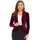 thumbnail image 1 of Blazer con solapa con muescas para mujer, manga larga, para oficina, negocios, con botones, de terciopelo Rojo M, 1 of 6
