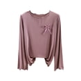 thumbnail image 1 of Chbgutlmr Womens Tops Long Sleeve Pajamas Tops Ruffle Crewneck Long Sleeve Fall Soft Comfy Homewear Pjs, 1 of 7