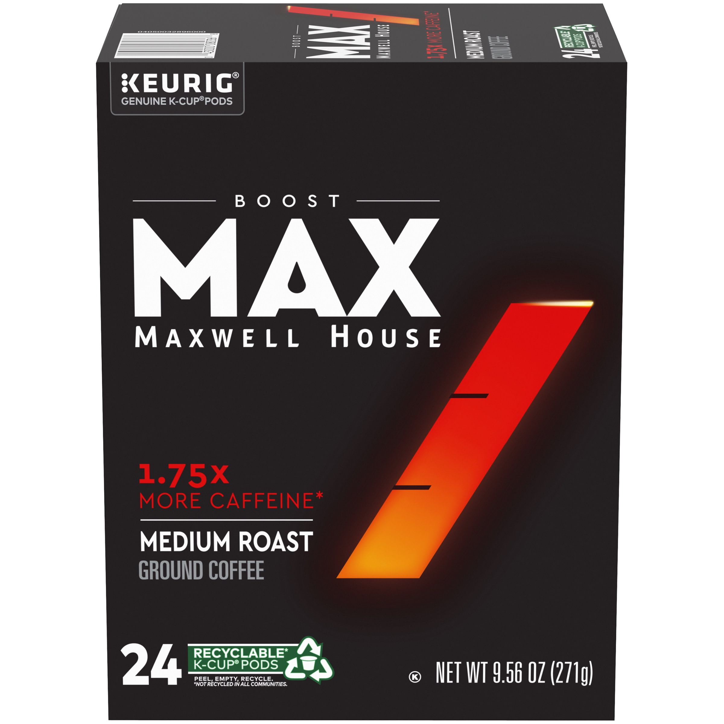 MAX Boost By Maxwell House Medium Roast 1.75X Caffeine KCup Coffee