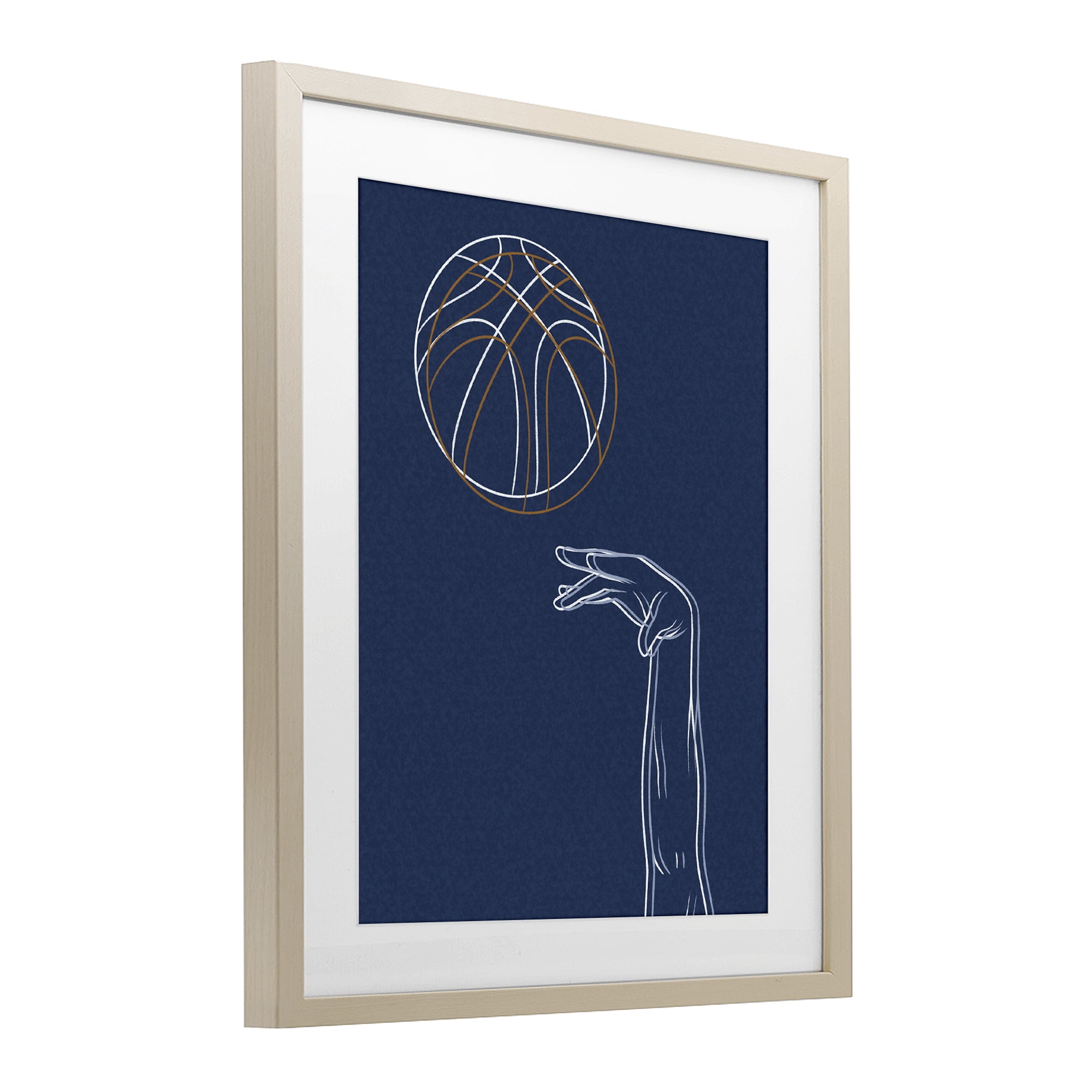 Stupell Industries Basketball Lines Contour Birch Framed Print Under Glass, design by Marcus Prime
