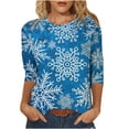 thumbnail image 2 of Pntutb - Camiseta holgada con estampado de moda para mujer, blusa de manga 3/4, cuello redondo, tops casuales Pntutb Pntutb-1924, 2 of 5