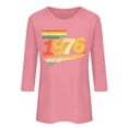 thumbnail image 4 of Women's Vintage Pullover Tops Crew Neck 3/4 Length Sleeve Tees 1976 Graphic Casual Comfy Trendy T Shirts (XL, Pink), 4 of 4