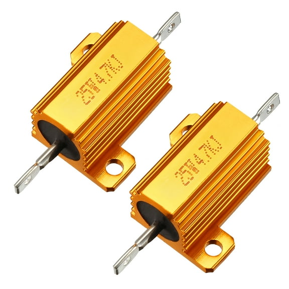 25W 4.7k Ohm Aluminium Housing Chassis Mount Wirewound Power Resistors Gold 2pcs