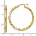 thumbnail image 2 of 14k Solid Yellow Gold Polished Sparkle-Cut Hoop Earrings 34.9x33.45mm Wide 2.4mm Thick Hoop Earring for Women, 2 of 2