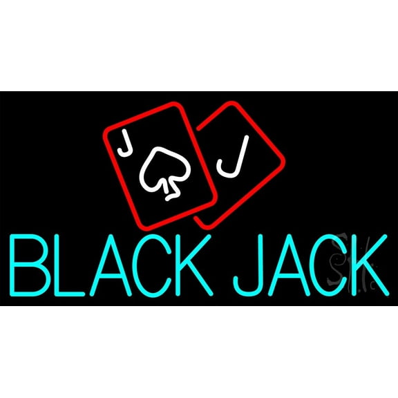 Blackjack Poker LED Neon Sign 13 x 24 - inches, Black Square Cut Acrylic Backing, with Dimmer - Bright and Premium built indoor LED Neon Sign for wall dcor, arcarde, and storefront.