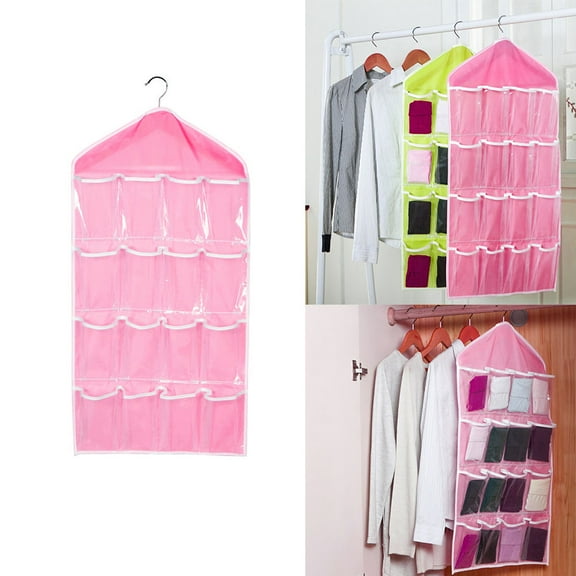 KALLORY Over Door Storage Organiser 1Pack Pink Rectangular Hanging Bag for Clothes Underwear Socks Bra Sundries