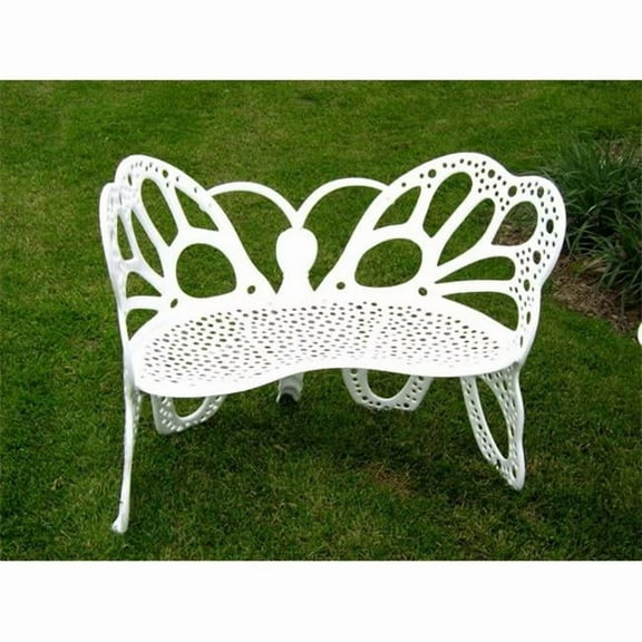 Flower House  Butterfly Bench - White - 27D x 35H x 46W inches - 47 lb.
