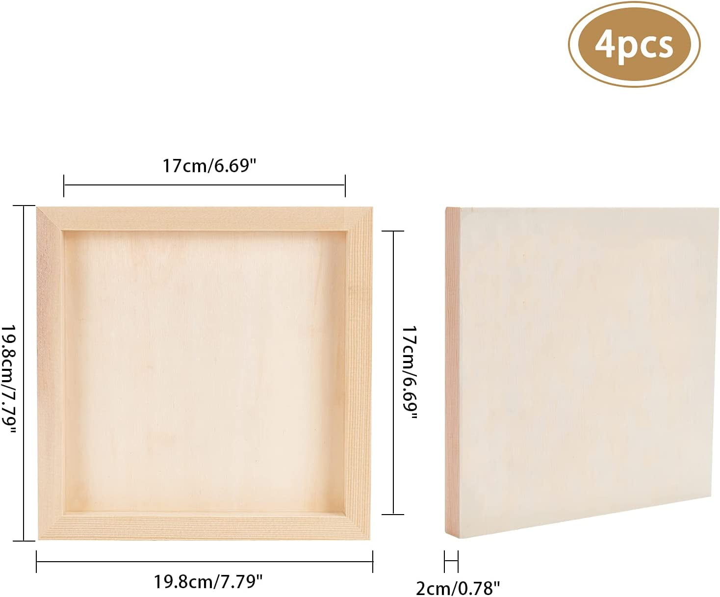 Wood Painting Canvas Panels Blank Drawing Boards for Oil & Acrylic Painting Square BurlyWood 19.8x19.8x2cm