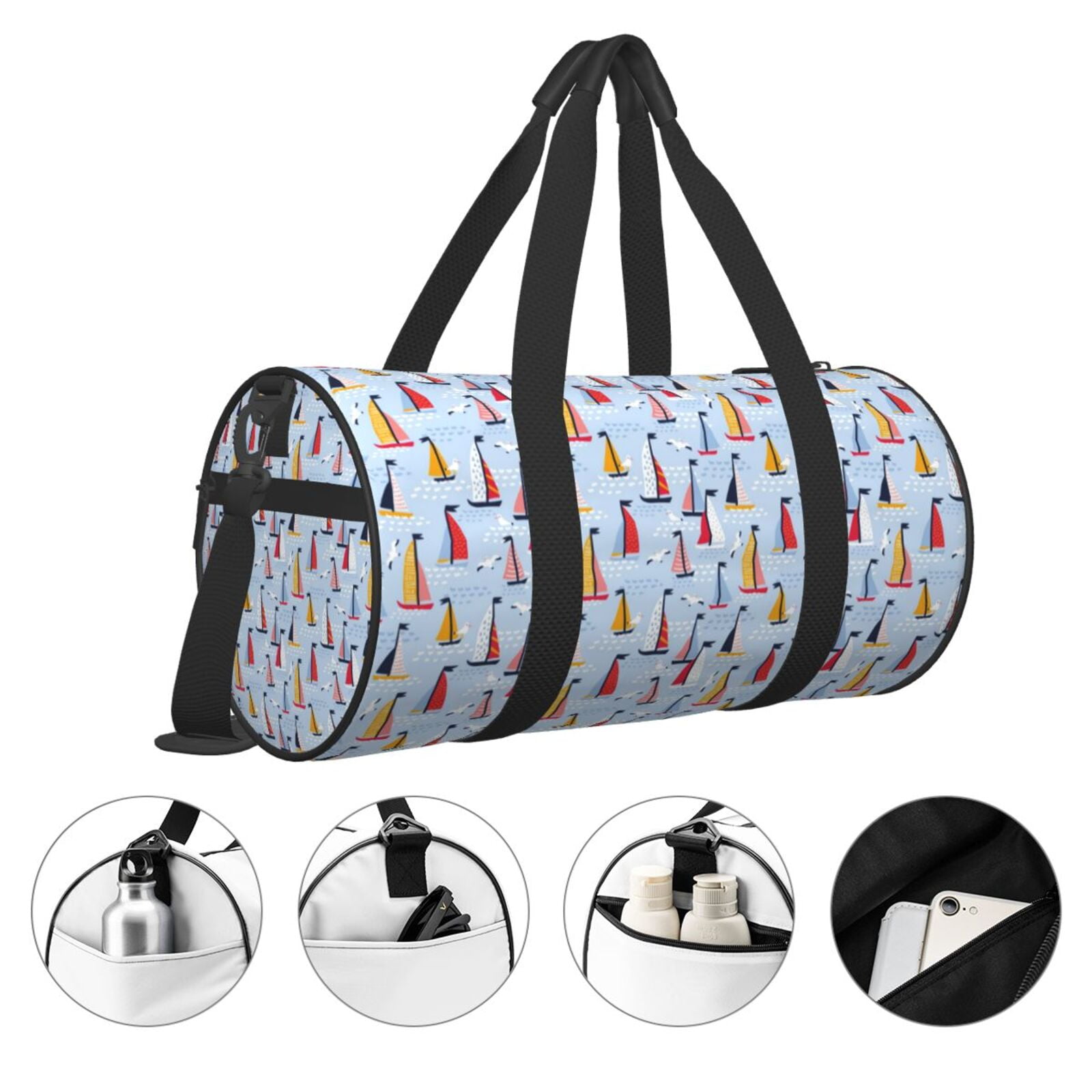Defioc Sailboats And Seagulls for Travel Duffle Bag,Weekender Bag Carry On Tote Bags Hospital Bag Large Capacity Sport Gym Bag for Men Women Fit for Trave, Gym,Weekend