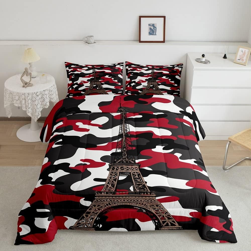 Eiffel Tower Comforter Set Twin for Girls Kids France Paris Bedroom