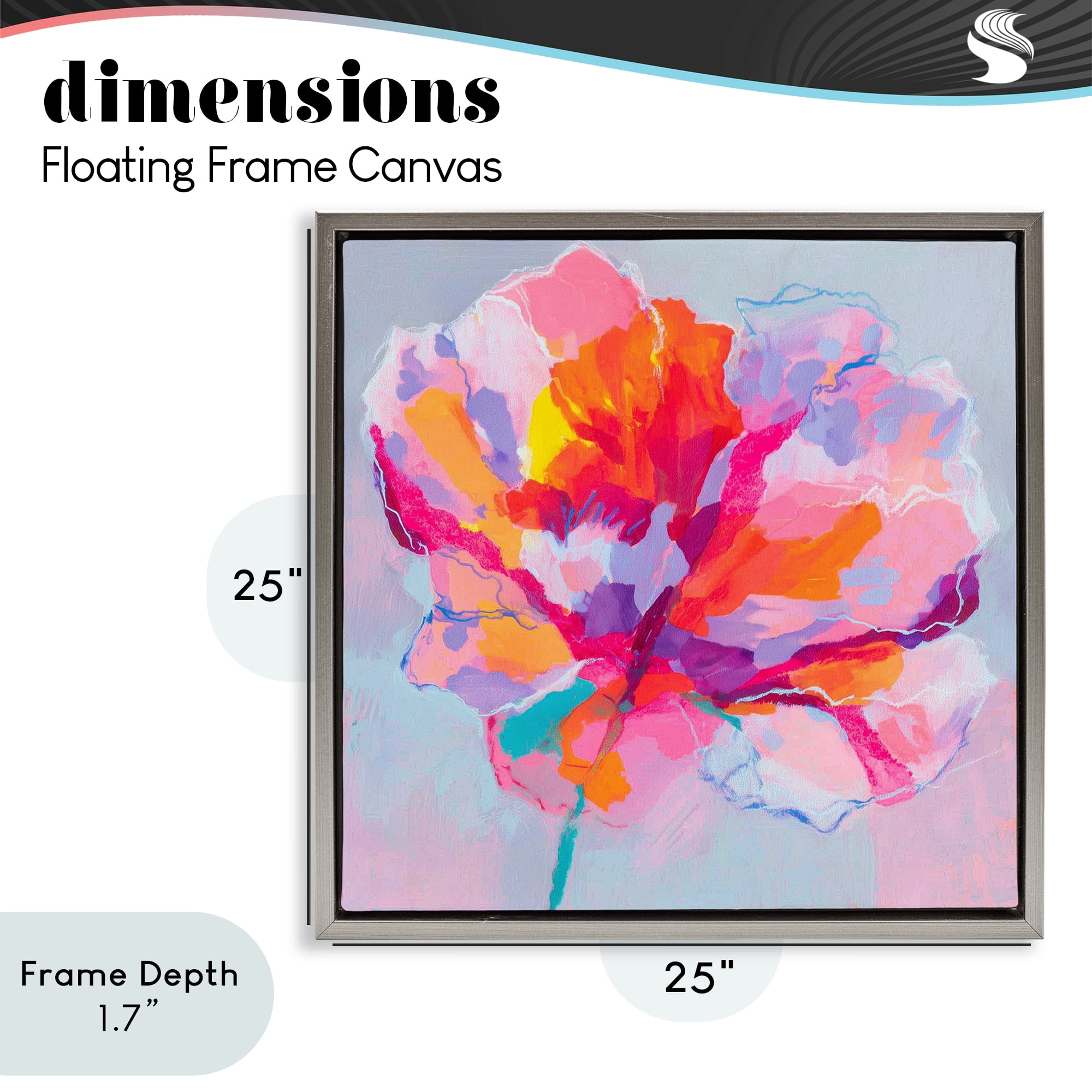 Stupell Industries The Open Petal Expression Gray Framed Floater Canvas Wall Art, design by Chromatic Storm Studio