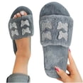 thumbnail image 4 of Zapatilla de felpa para mujer con lazo plano y zapatilla de casa, chanclas para interior Wmkox8yii hj789, 4 of 4