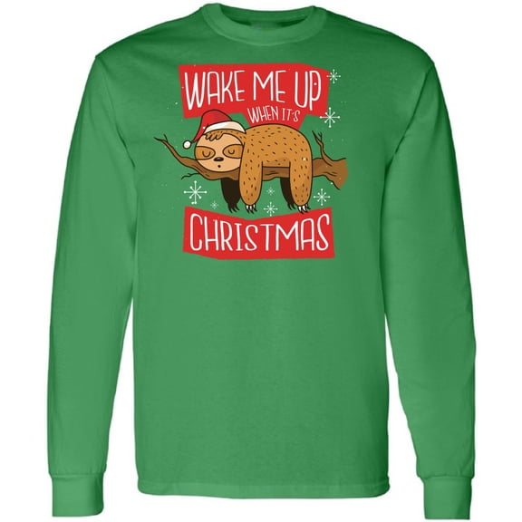 Sloth Christmas T-Shirt for Men Long Sleeve Christmas Sweatshirt - S M L XL 2XL Xmas Graphic Tee - Christmas Mens Shirt Graphic Tee Xmas Gifts for Him