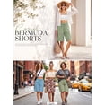 thumbnail image 4 of Chiclily Women's High Waisted Bermuda Shorts, Casual Summer Linen Feel Wide Leg Lounge Shorts with Pockets Drawstring Light Khaki Shorts, Size L, 4 of 8