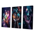 thumbnail image 3 of Designart "Universal Connection The Cosmos in Your Hands III" Space Wall Art Set Of 3 - Modern Pink Gallery Wall Set For Home Decor, 3 of 6