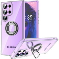 Design for Galaxy S23 Ultra Case, Clear Crystal Slim Fit S23 Ultra Protective Hard PC Phone Case Cover with Ring Holder Kickstand for Samsung Galaxy S23 Ultra 2023,Clear 1