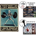 thumbnail image 4 of 1pc Vintage Metal Tin Sign 8x12 inch Retro Skull Gym Sign Rust Look That's What I Do I Lift Weights Tin Sign Lifting Room Wall Decor for Home Gymnasium Gym Weight, 4 of 9