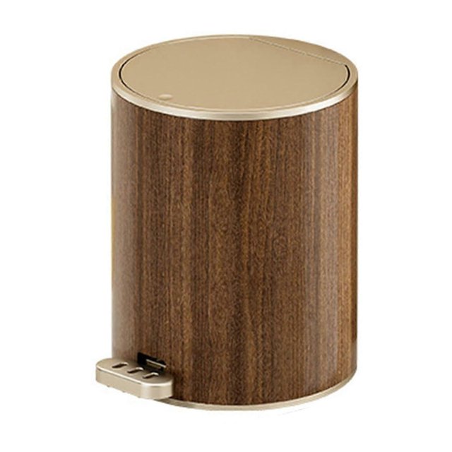 Trash Can Wood Pattern Waste Bin With Lid Sealed SlipResistant For Living Room Bedroom Kitchen Office