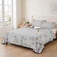 thumbnail image 2 of Twin XL Quilt Set 68''x98'', Vintage Botanical Lightweight Bedspread Coverlet Set with 2 Pillow Shams, Spring Floral Botterfly Summer Flower Breathable All Season Quilt Bedding for Dorm/Guest Room, 2 of 9