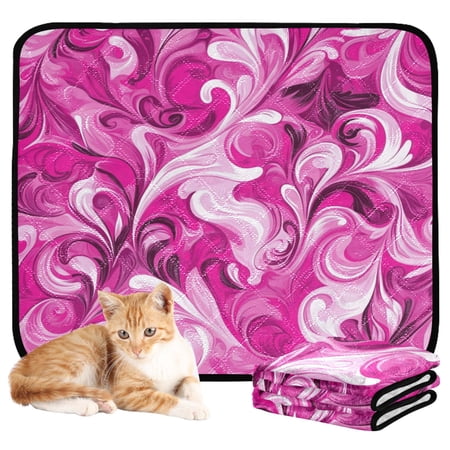 RMDQTR 3Pack Set of Small Pet Potty Pads Reusable Ultra-Absorbent Pet Training Pads Leak-Proof Pet Pads Pink Strange Pattern