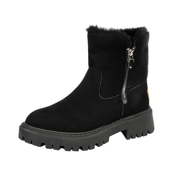 Zapatos de mujer grandes, de invierno, nuevos, cálidos, con cremallera, botas de nieve, zapatillas para correr, botas vaqueras.