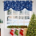 thumbnail image 3 of Navy Blue Christmas Snowflakes Tie Up Valances Curtain, Winter Snowfall Shiny White Adjustable Rod Pocket Short Window Treatment Tie Up Curtains Valances for Kitchen Living Room Bathroom 42x12 Inches, 3 of 9