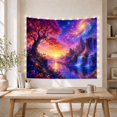 thumbnail image 4 of Ancient Pink Tree Over Cosmic Lake and Waterfalls, Mystical Psychedelic for Space Lovers, Cosmic Landscape Art, Housewarming Gift, Tapestry Wall Hanging for Bedroom and Studio, 4 of 6