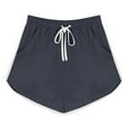 thumbnail image 3 of VKOYWKM Workout Shorts for Women Solid Color Dolphin Hem Exercise Shorts Drawstring Waisted Running Athletic Gym Shorts with Pockets, 3 of 6