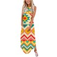 thumbnail image 1 of SMihono Robe Maxi Bohème d'Été pour Femmes Grande Taille Décontractée Col en V Sans Manches Imprimée Ample Robe Longue + Poche Robe de Plage, 1 of 6