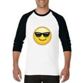 thumbnail image 1 of Artix - Mens Raglan Sleeve Baseball T-Shirts - Emoji with Sunglasses, 1 of 5