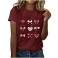 thumbnail image 3 of Ounisa Love Heart Bows Graphic Tees Cute Shirt Women Loose Fit Short Sleeve Top Valentines Shirts, 3 of 5