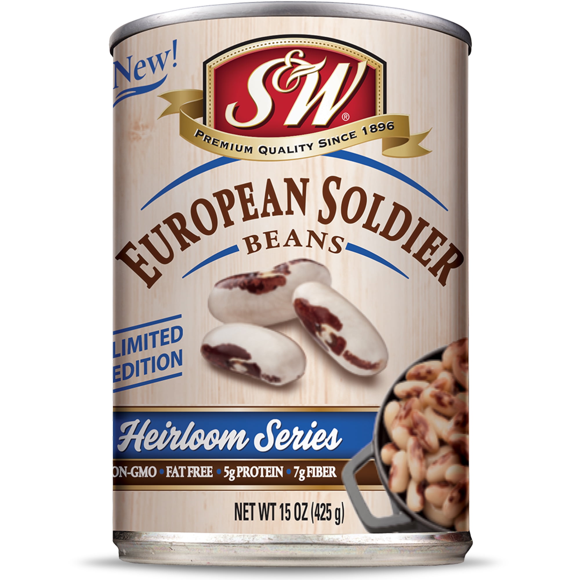 (12 Pack) S&W Canned European Soldier Beans, 15 Ounce Can, New
