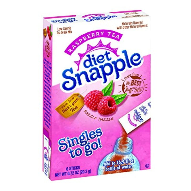 diet snapple singles to go water drink mix raspberry tea flavored