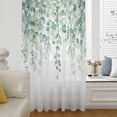 thumbnail image 6 of Teal Eucalyptus Leaves Sheer Curtains 96 Inches Long, Spring Floral Summer Botanical Light Filering Curtains, Privacy Drapes Simi Floor to Veiling Curtain for Living Room Large Window Treatment, 6 of 9