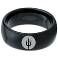 thumbnail image 2 of Tungsten Trident Weapon Spear Band Ring 8mm Men Women Comfort Fit Black Dome Polished, 2 of 4