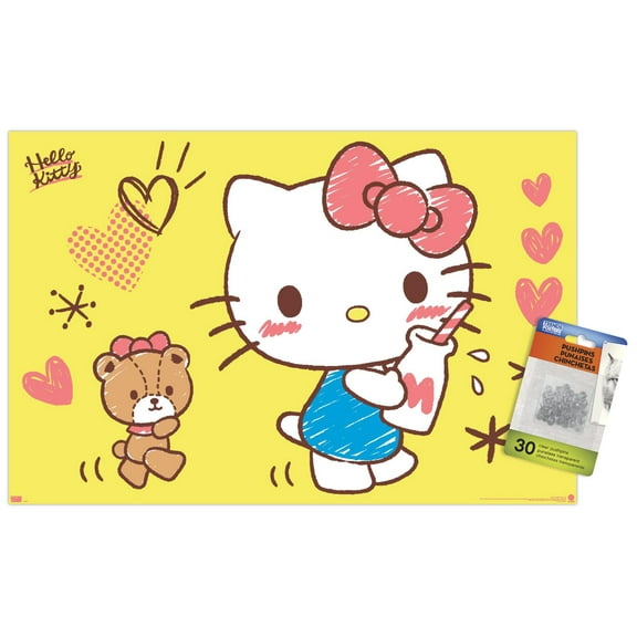 Hello Kitty: 25 Snack Time - Milk Wall Poster with Push Pins, 14.725" x 22.375"