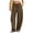 02-Brown, variant on Women's Striped Cotton Linen Wide Leg Pants, Elastic Drawstring Waist Straight Long Trousers with Pockets, Casual Summer Loose Pants for Daily Vacation Wear 02-Brown XL