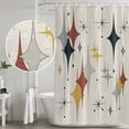 thumbnail image 4 of Polyester Fabric Yellow Diamond Shower Curtain, Modern Geometric Middle Century Beige Waterproof Bathtub Curtain Bathroom Decor Set with Hooks 54 x 78 Inches, 4 of 6