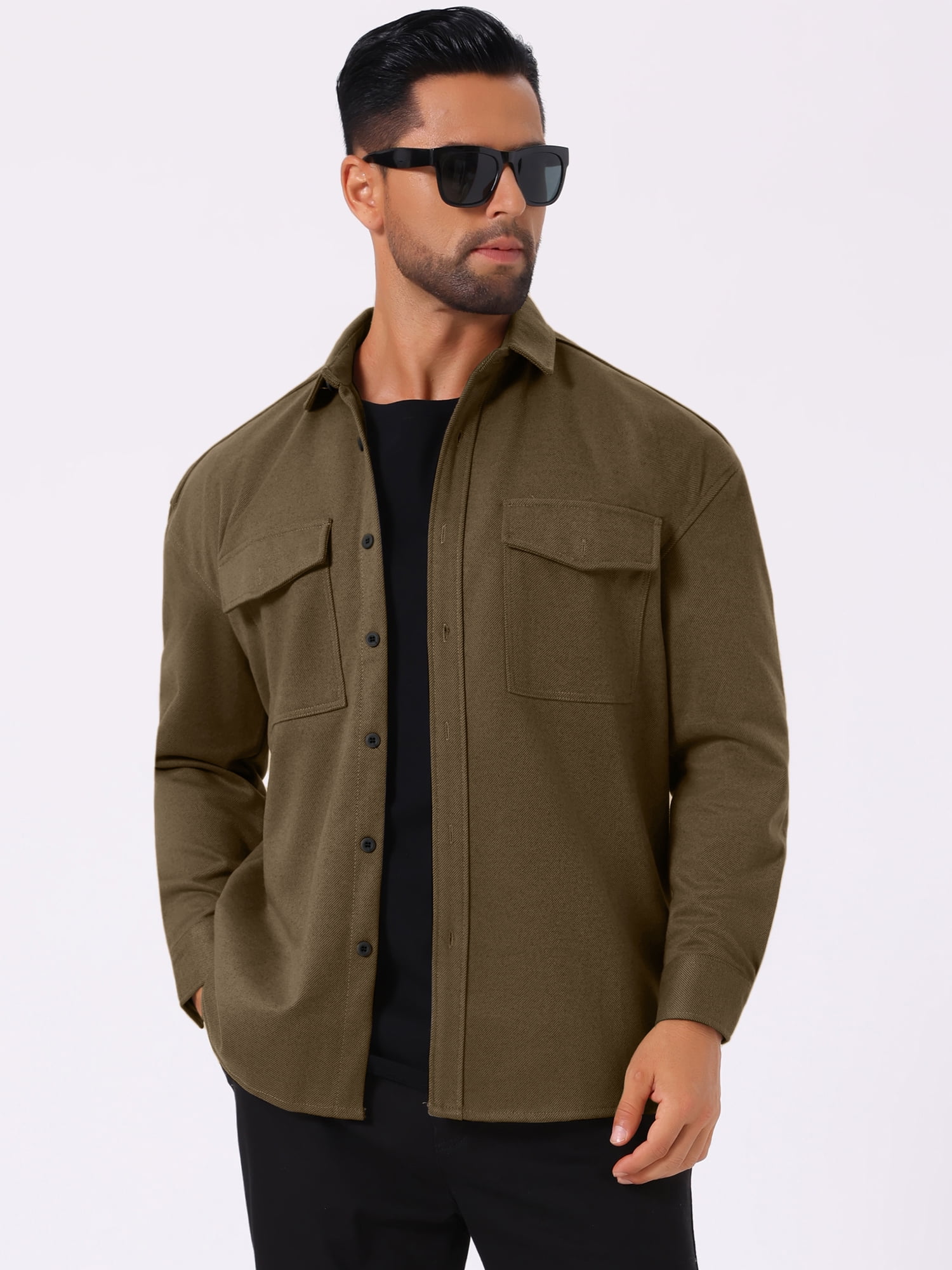 DARING DIVA Long Sleeve Button Solid Color Casual Work Jacket L Brown