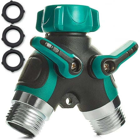 Mangchuang Garden Hose Splitter, 2 Way Heavy Duty Water Hose Splitter, Outdoor Faucet, Y Connector Garden Hose Adapter with Rubber Washers