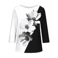 thumbnail image 5 of QETYUW Womens Plus Size Floral Print Tops 3/4 Sleeve Shirts Loose Fit Boat Neck Tunic Spring Summer Casual Tshirts, 5 of 5