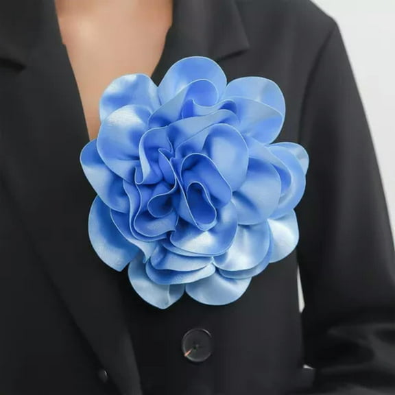 GKNET 19CM Handmade Lapel Pin Elegant Corsage Large Flower Brooch Wedding Accessory-Blue
