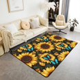 thumbnail image 1 of Erosebridal Botanical Sunflower Rugs For Bedroom 5x7,Butterfly Living Room Decor,Golden Blue, 1 of 5